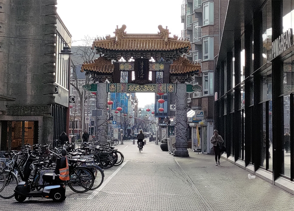 The gate to China Town by day